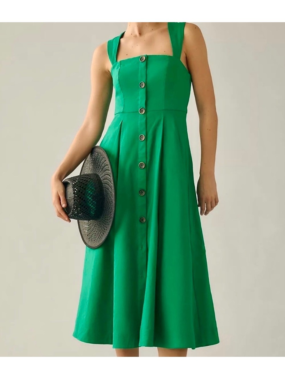 Maeve Anthropologie Size 18 Green Button Front Maxi Dress Full Skirt